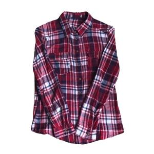 Kohl’s Red White and Navy Blue Flannel Button Up Shirt